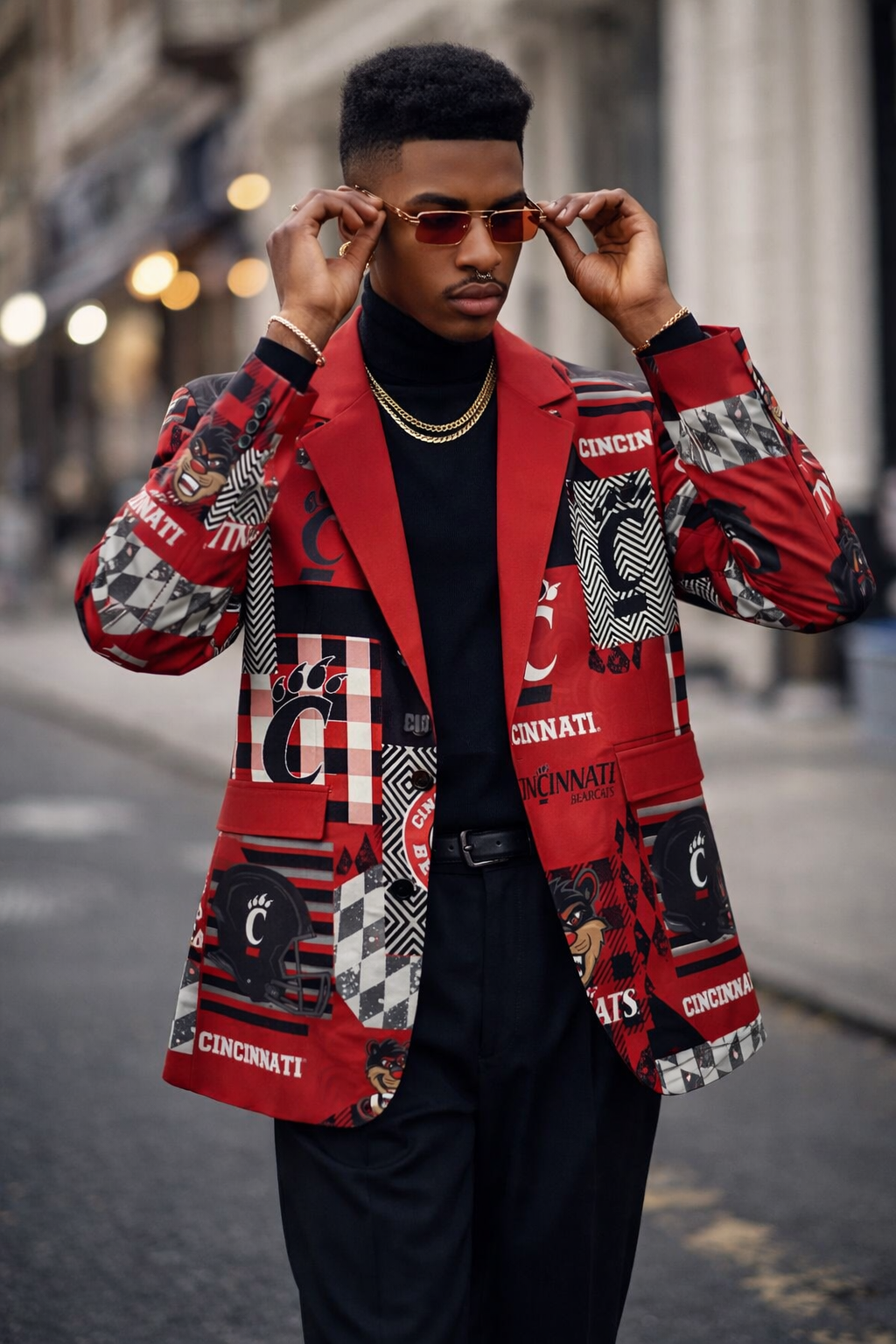 Cincinnati-Inspired Red Black Blazer – Game Day Power Meets Modern Streetwear Precision