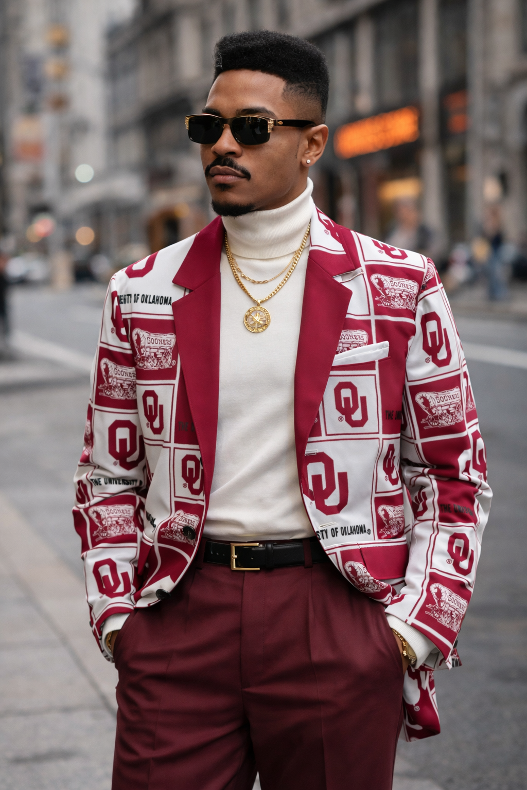 Oklahoma Sooners Crimson Blazer – Heritage Graphics with Clean Modern Contrast