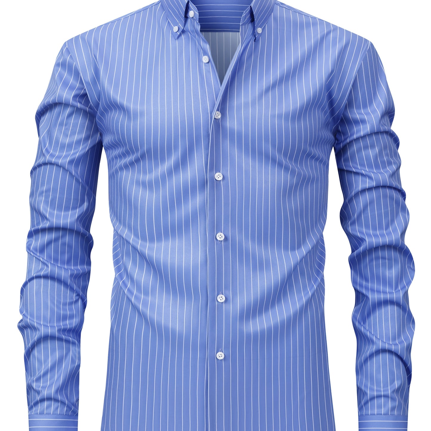 White Smoke Men's Fashion Casual Digital Stripe Long-Sleeve Shirt, Stretch Wrinkle-Resistant Premium Versatile Lightweight Date Shirt