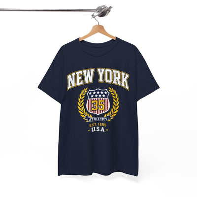 New York Athletics Crest T‑Shirt — USA 1985 Vintage Collegiate Tee – lightweight game day shirt, sportswear style, image 1.0