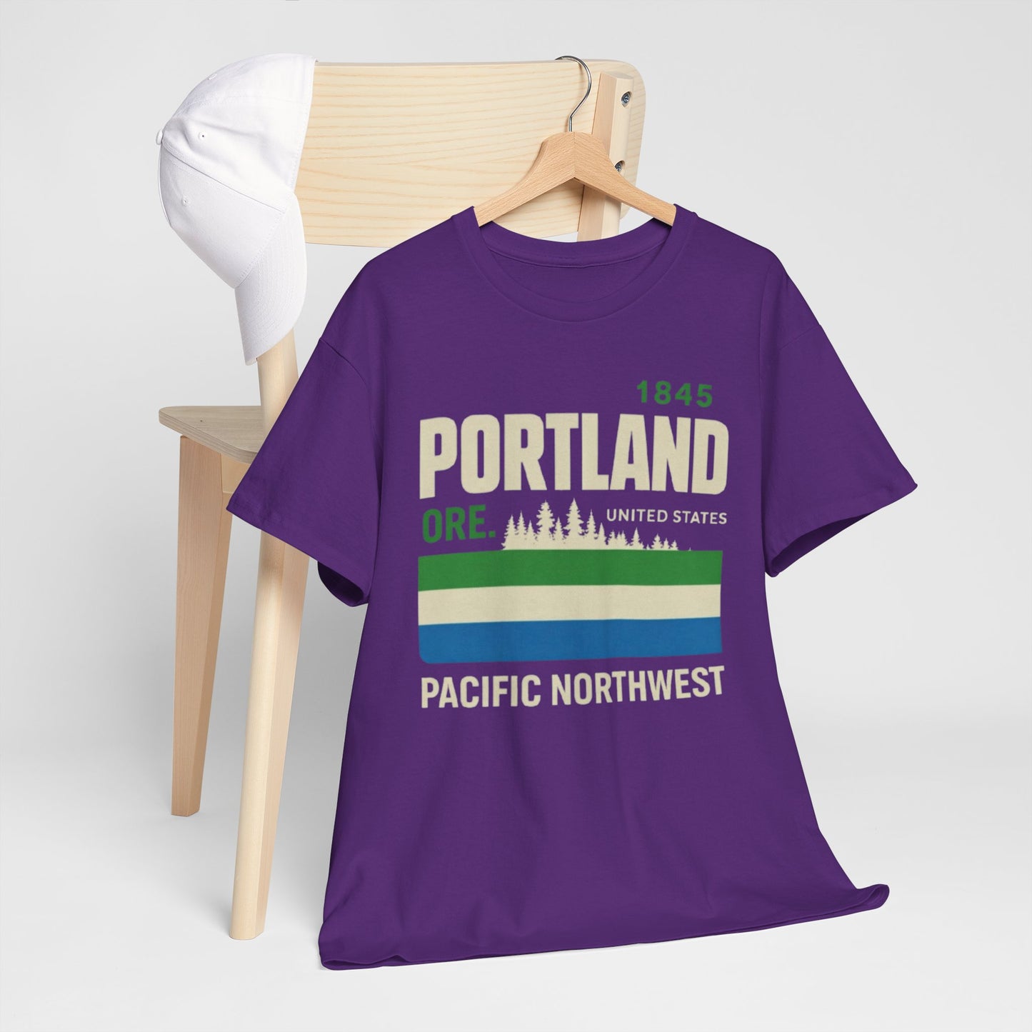 Portland Pacific Northwest Tee — 1845 Oregon Retro Forest Graphic