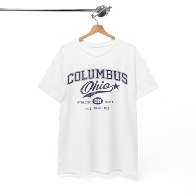 White Smoke Columbus Ohio Athletic Tee – Vintage Collegiate Graphic T-Shirt