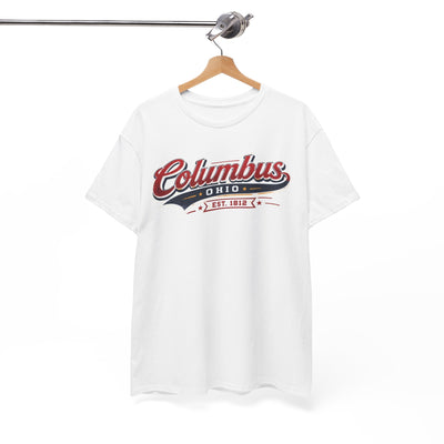 White Smoke Columbus Ohio Vintage Script Tee — Established 1812 City T-Shirt