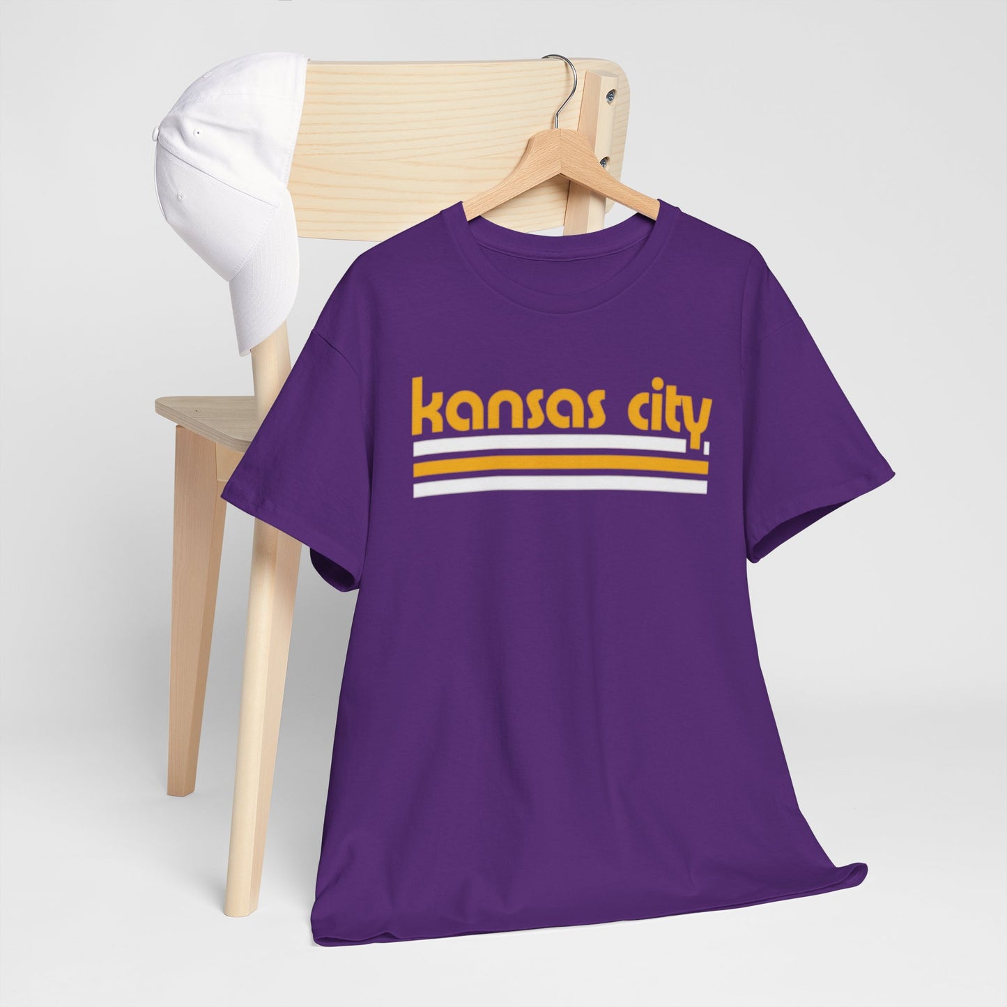Lavender Kansas City Retro Tee — Vintage Striped City T‑Shirt