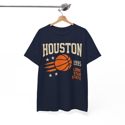 White Smoke Houston Basketball Tee — Lone Star State 1995 Vintage Athletic Shirt