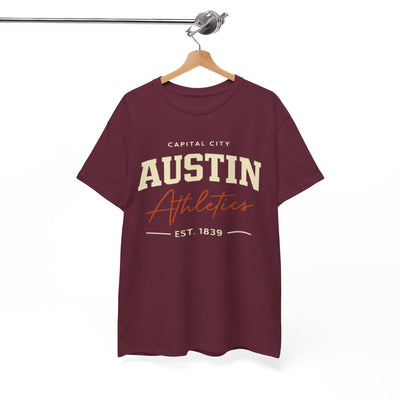 White Smoke Austin Texas Athletics Graphic T-Shirt – Vintage Varsity Sports Streetwear Tee