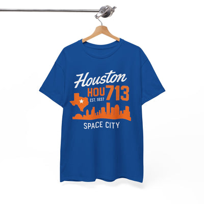 White Smoke Houston 713 Space City T-Shirt — Houston Skyline & Area Code Tee
