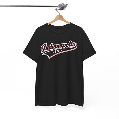 White Smoke Indianapolis Script Tee — Vintage City Baseball T‑Shirt