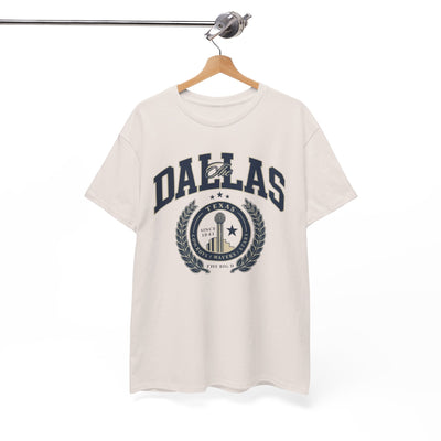 White Smoke Dallas City Crest Tee — Vintage Collegiate Dallas T‑Shirt