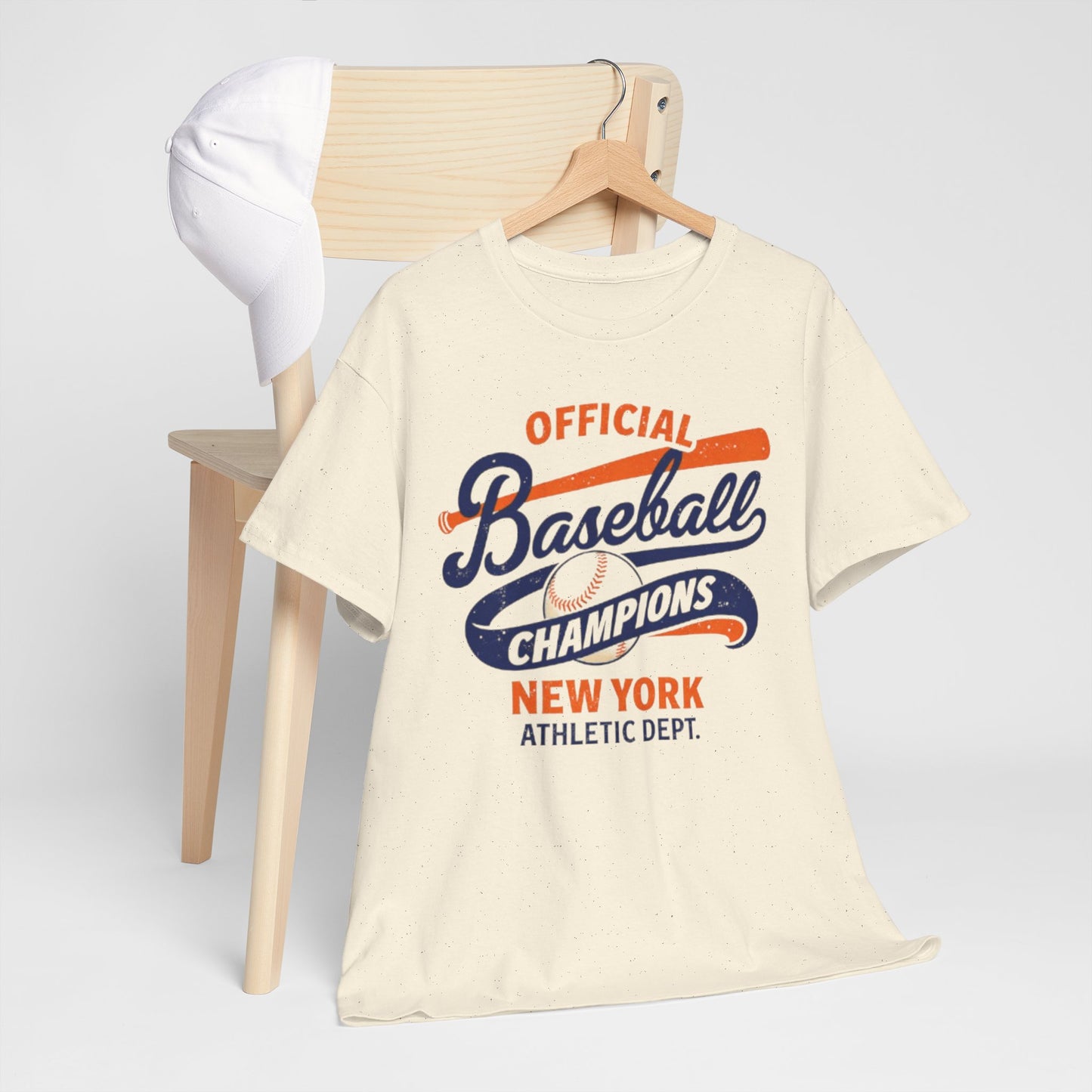 Antique White Baseball Champions Tee — Official New York Athletic Dept. Shirt