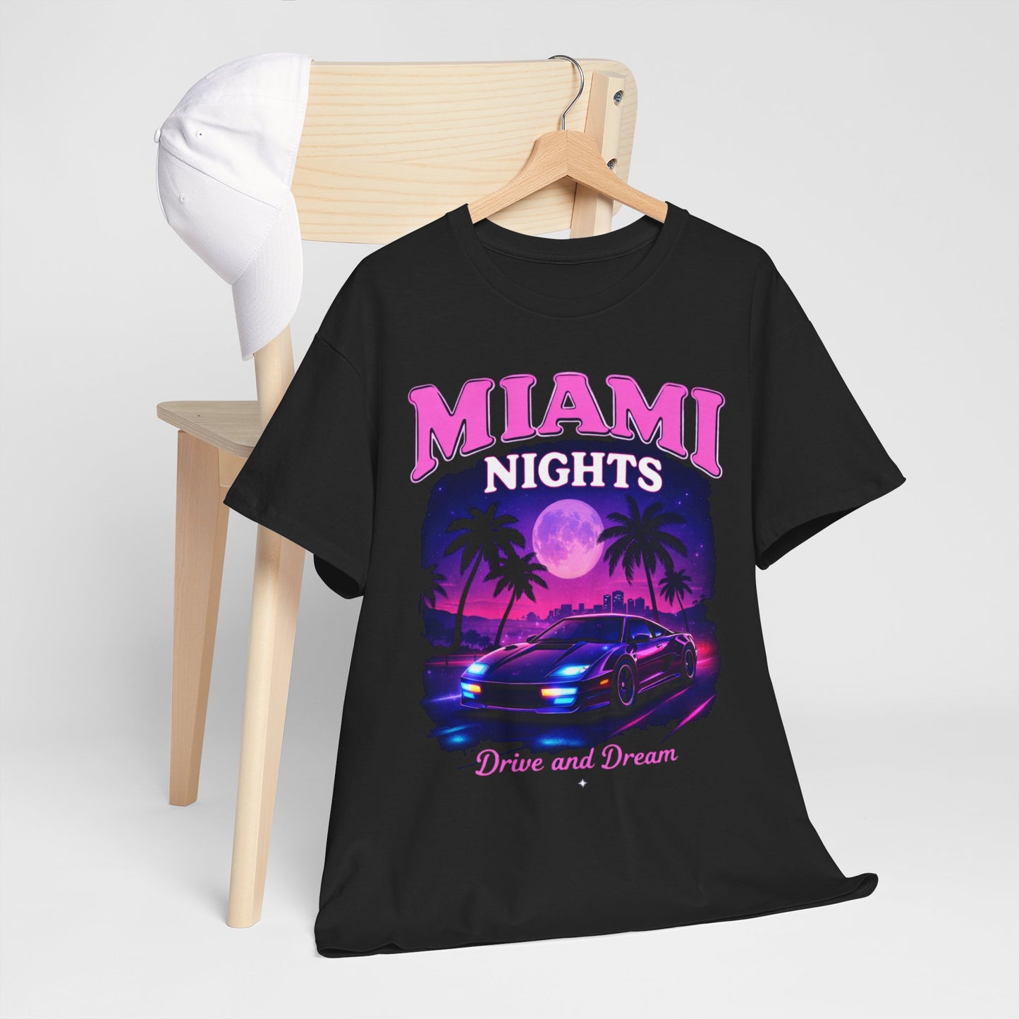 Miami Nights Drive and Dream Graphic T-Shirt – Neon City Streetwear Tee