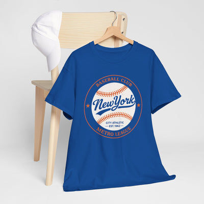 Dark Slate Blue New York Baseball Club Tee โ Vintage Metro League Graphic T-Shirt