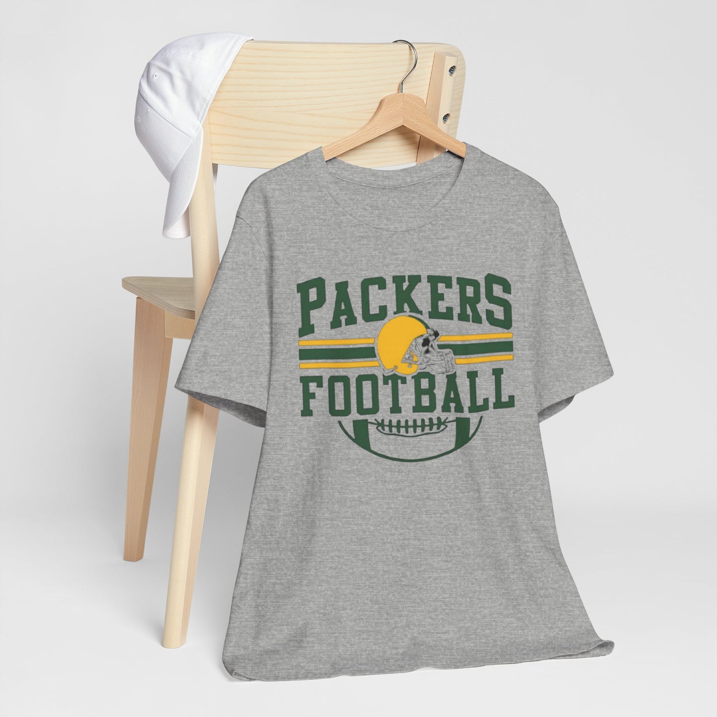 Packers Football T-Shirt — Retro Helmet & Stripes Fan Tee