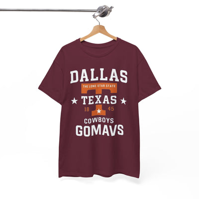 White Smoke Dallas Texas Cowboys 'GOMAVS' Graphic T-Shirt — Retro Lone Star Fan Tee