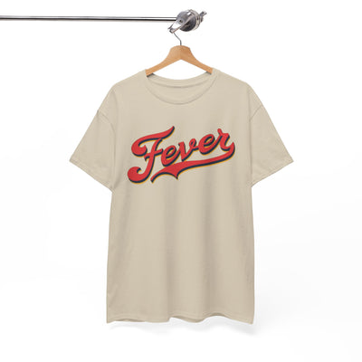 White Smoke Indiana Fever Retro Script Tee — Vintage Red & Gold Graphic T-Shirt