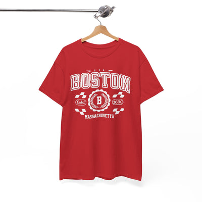 White Smoke Boston Racing Vintage Tee — Massachusetts Graphic T-Shirt