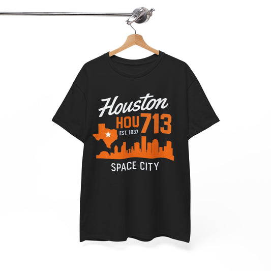 Houston 713 Space City T-Shirt — Houston Skyline & Area Code Tee