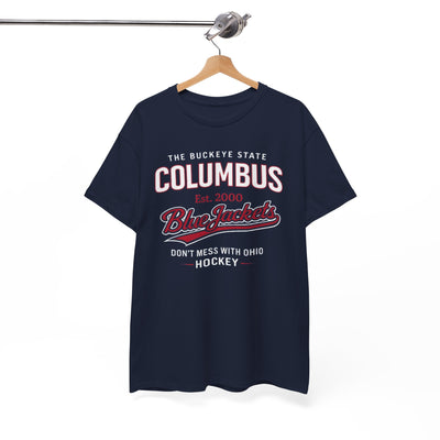 White Smoke Columbus Blue Jackets Hockey T‑Shirt – "Don't Mess With Ohio" Vintage Style