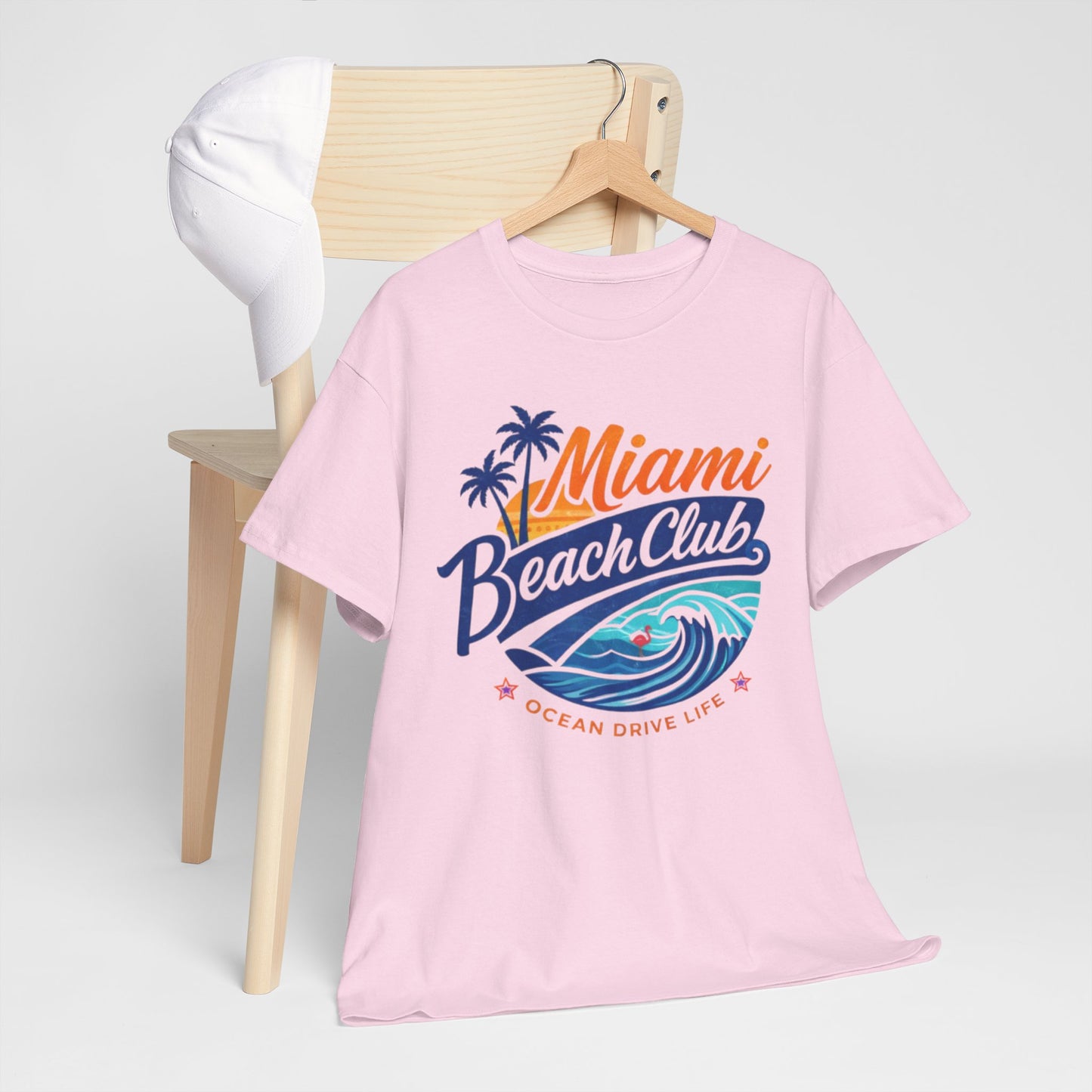 Lavender Miami Beach Club T-Shirt – Ocean Drive Life Retro Summer Graphic Tee