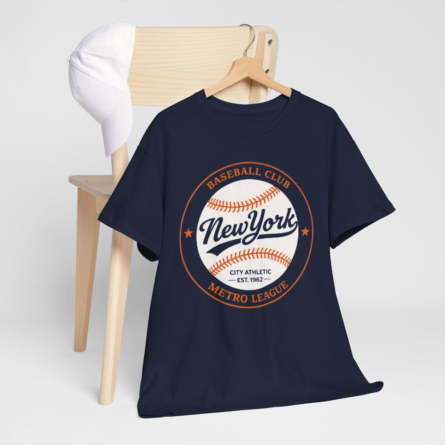 Dark Slate Gray New York Baseball Club Tee — Vintage Metro League Baseball Graphic Shirt
