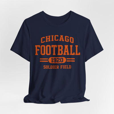 Dark Slate Gray Chicago Football 1920 Soldier Field Shirt – Vintage Navy Orange Game Day T Shirt