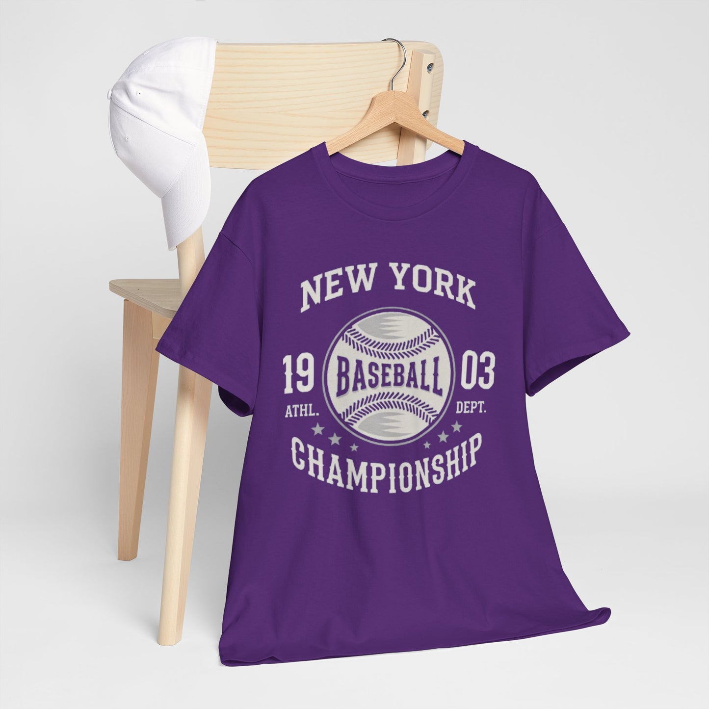 Lavender Baseball Tee — New York Championship 1903 Vintage Sports Shirt