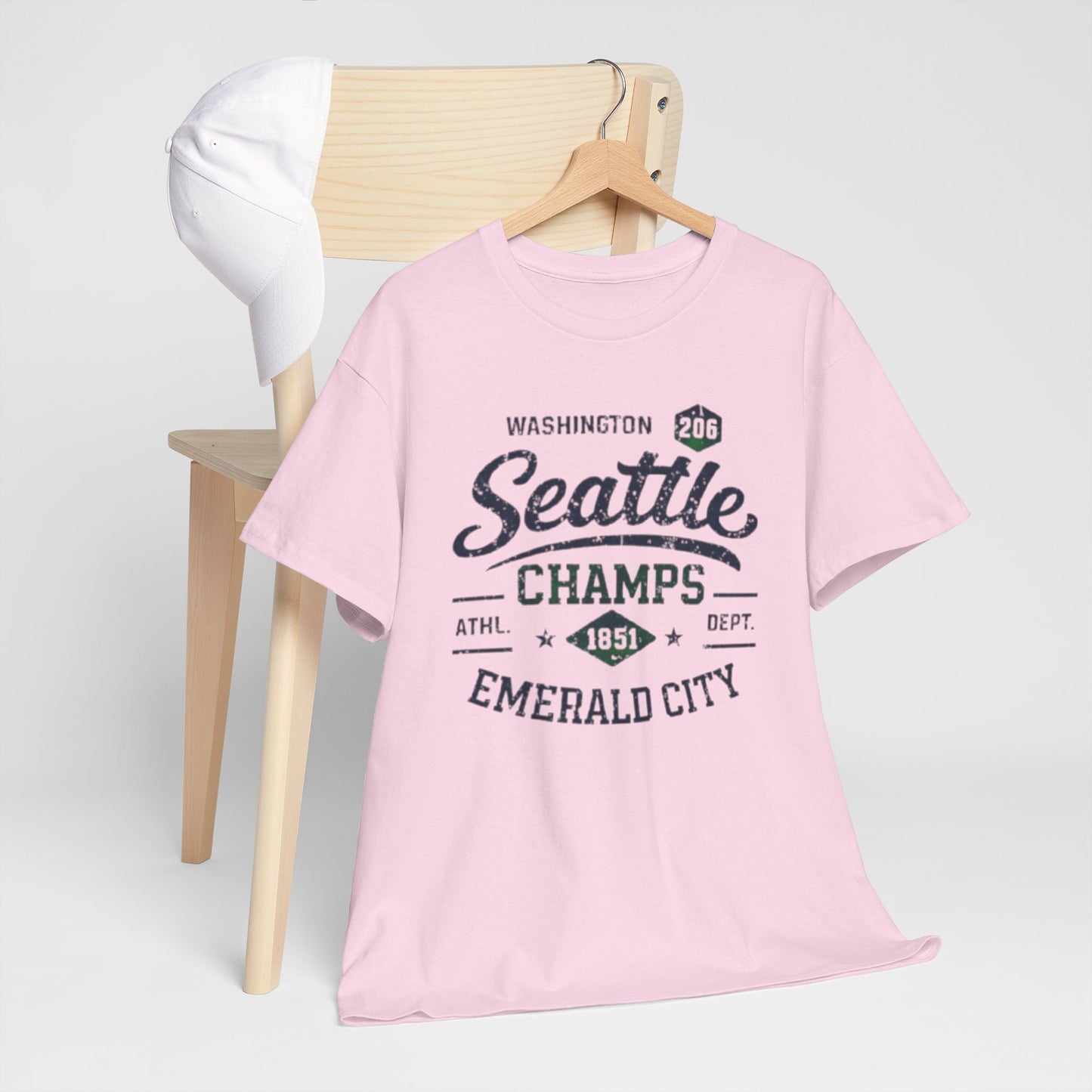 Misty Rose Seattle Champs T-Shirt — Emerald City Vintage Athletic Tee