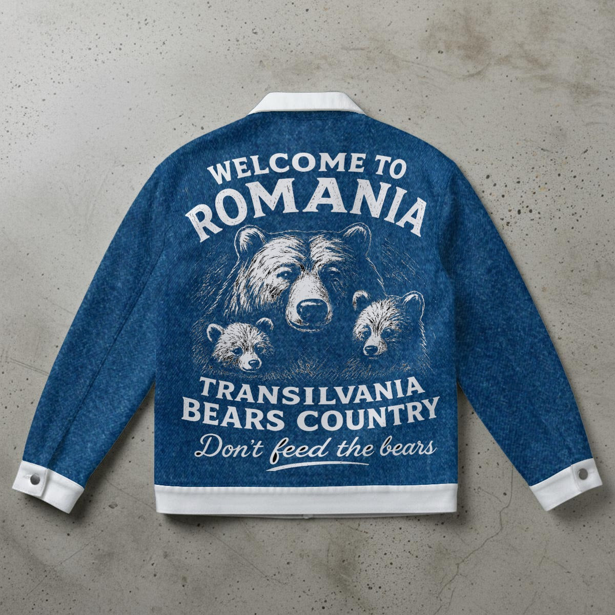 Romania Bear Country Vintage Denim Jacket – Cozy Transylvania Streetwear Jacket