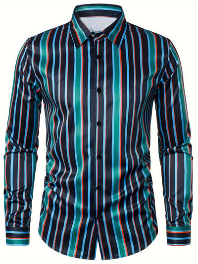 White Smoke Men'S Casual Long-Sleeve Print Shirt, Stylish Classic Striped Top
