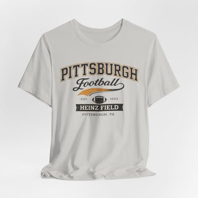 Gray Pittsburgh Football T‑Shirt — Heinz Field Vintage Crew Tee