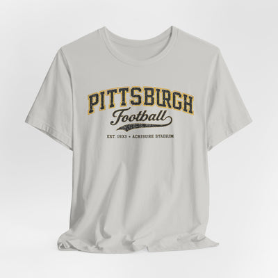 Gray Pittsburgh Football Tee – Vintage Collegiate Crewneck T-Shirt