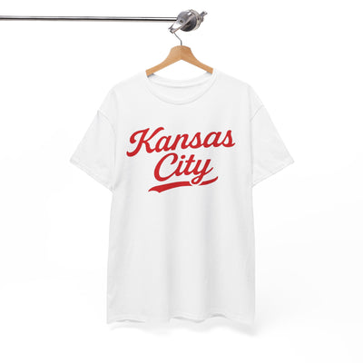 White Smoke Kansas City Script Tee — Retro Red City T-Shirt