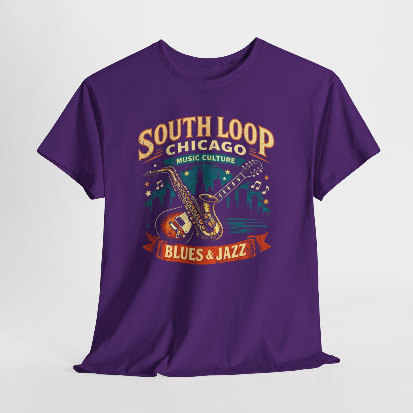 Dark Slate Blue South Loop Chicago Blues and Jazz T-Shirt – Vintage Music Culture Streetwear Tee