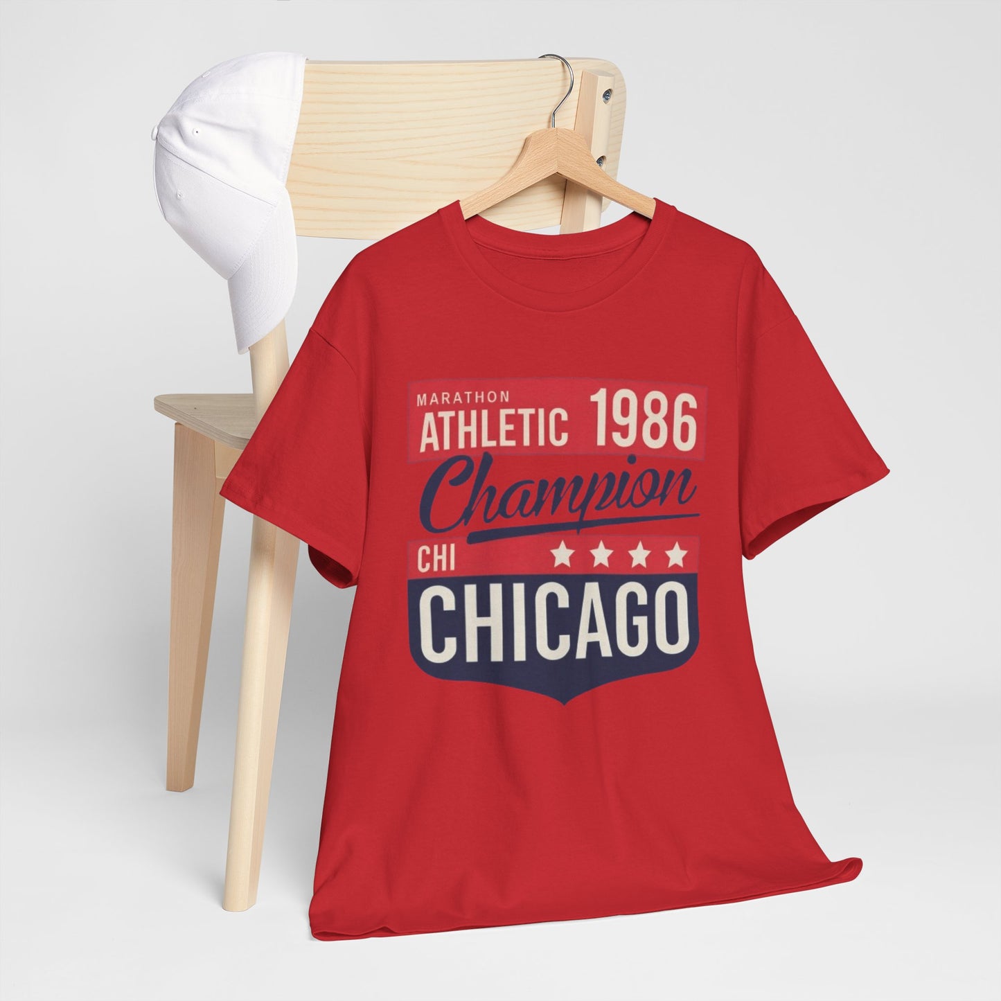 Firebrick Chicago Marathon Champion 1986 T-Shirt – Vintage Athletic Streetwear Tee