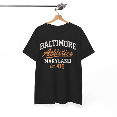 Baltimore Athletics Maryland Tee — EST. 410 City athletic varsity lettering Shirt