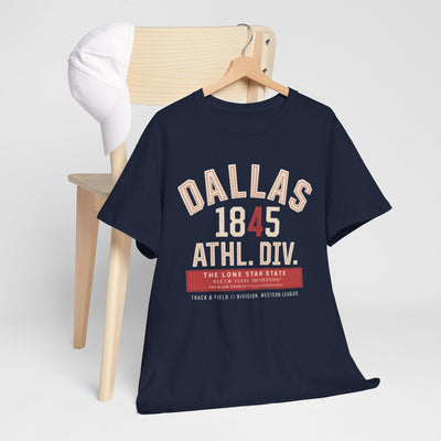 Dark Slate Gray Dallas 1845 Athletic Division Tee — Vintage Texas Collegiate T-Shirt