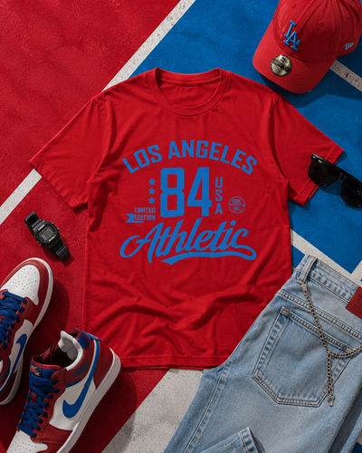 Los Angeles athletic shirt vintage sports 84 jersey tee college style shirt