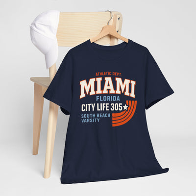 Dark Slate Gray Miami Florida T Shirt – City Life 305 South Beach Varsity Shirt