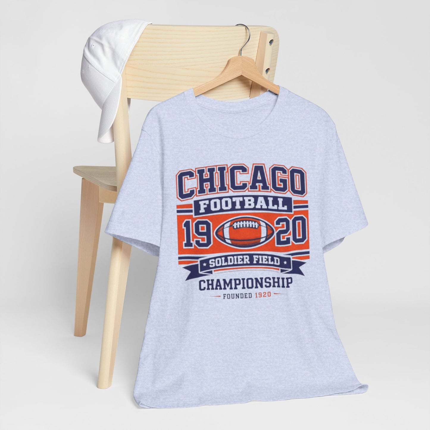 Light Gray Chicago Football 1920 Championship Tee — Soldier Field Vintage Sports T‑Shirt
