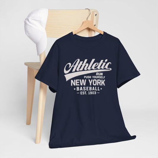 Athletic New York Baseball Tee — 'Athletic: Run, Push Yourself' Vintage Sport T-Shirt
