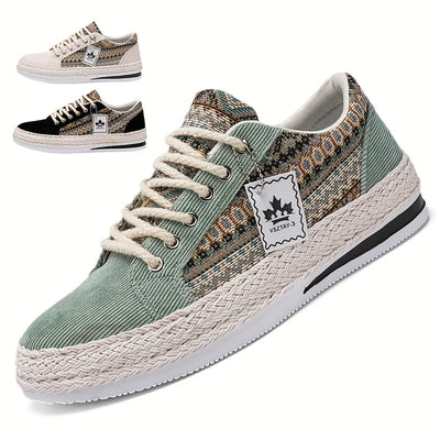White Smoke Men'S Breathable Casual Sneakers - Lightweight Summer Shoes with Lace-Up Closure, Non-Slip Rubber Sole - Beige/Black/Teal Colorway for Everyday, Office, Formal Events - All-Season Comfortable Walking Shoes, Office Footwear, S