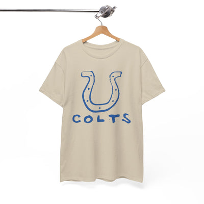 White Smoke Indianapolis Colts Horseshoe Graphic Tee — Vintage-Style Football Fan Shirt