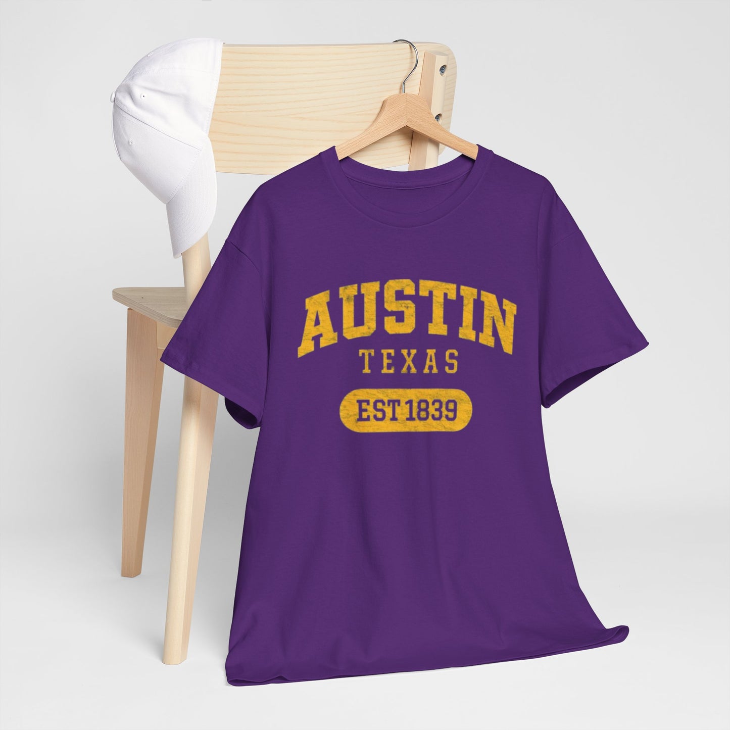 Lavender Austin Texas EST 1839 Graphic T-Shirt – Vintage College Style City Tee