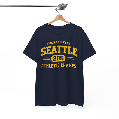 White Smoke Seattle 206 Athletic Champs Tee — Emerald City Vintage Sports T‑Shirt