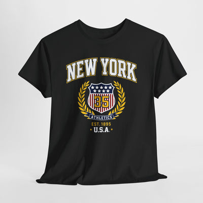 Dark Slate Gray New York Athletics Crest T-Shirt — Vintage USA College Tee