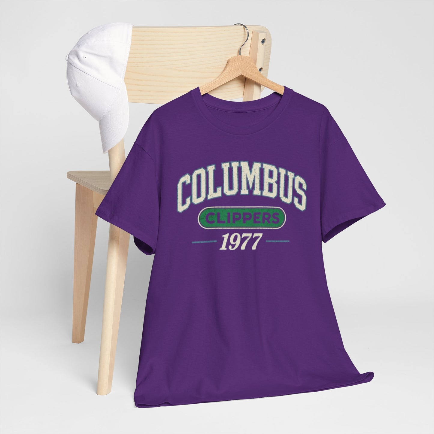 Lavender Columbus Clippers 1977 Vintage Baseball Tee