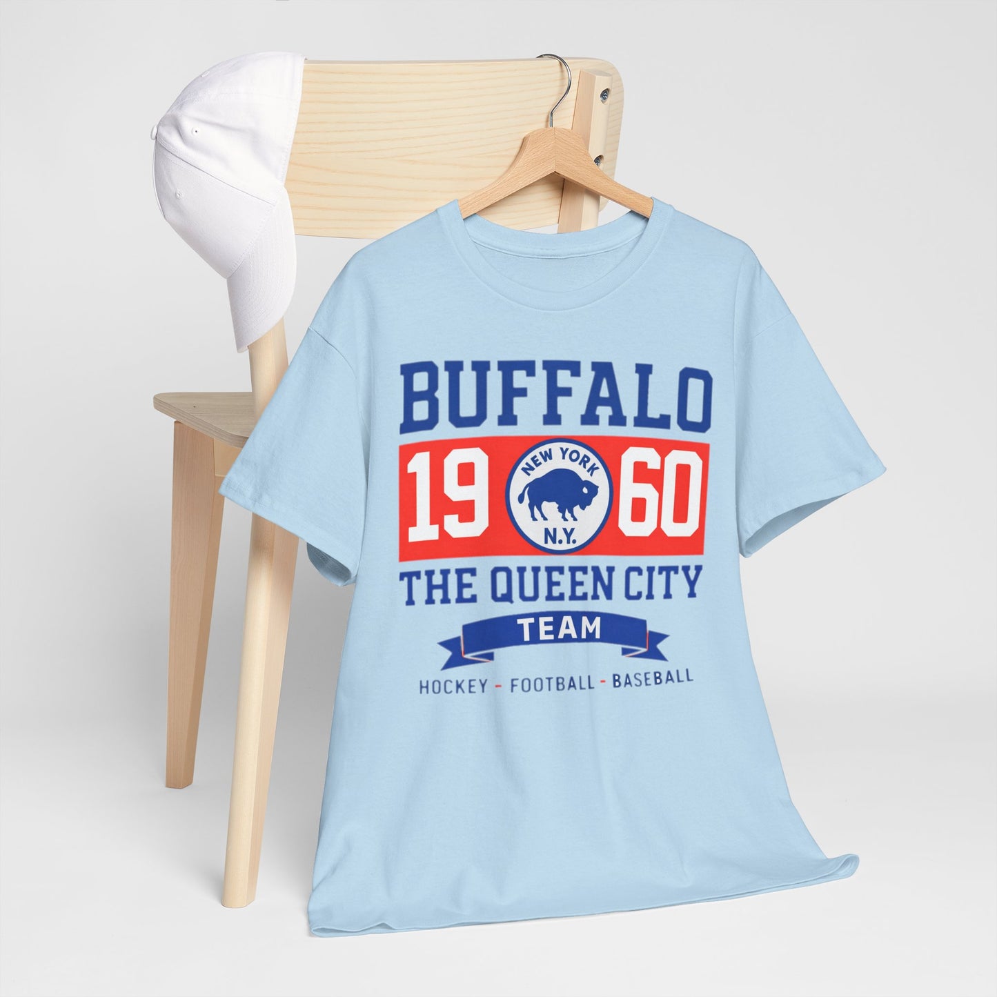 Lavender Buffalo 1960 The Queen City Team Tee — Vintage New York Sports Shirt