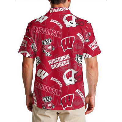 Wisconsin Madison Badgers Men's Hawaiian Shirt|150GSM - Badgers football tee varsity sportswear product image 2.0