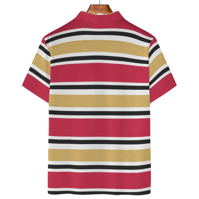 White Smoke San Francisco Football Striped Men’s Polo Shirt – 180GSM Game Day Style
