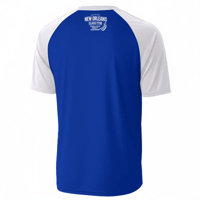 White Smoke New Orleans Class 1718 Varsity Baseball V-Neck T-Shirt Blue and White – Athletic Streetwear